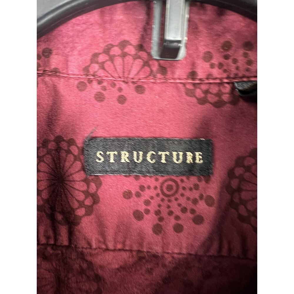 Structure Shirt Mens XL Red Geometric Short Sleeve Button Up Stretch Casual - Picture 3 of 6